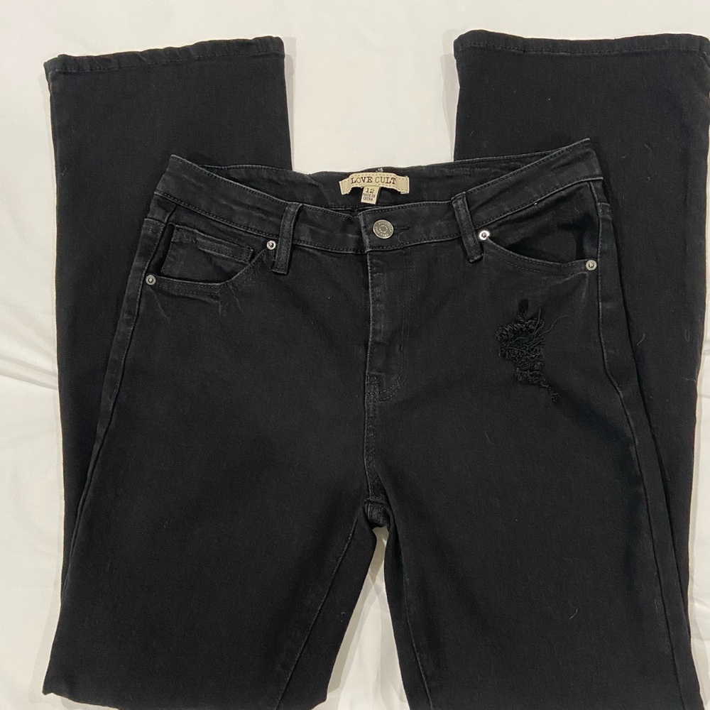 Love Culture Black Flared Ripped Jeans